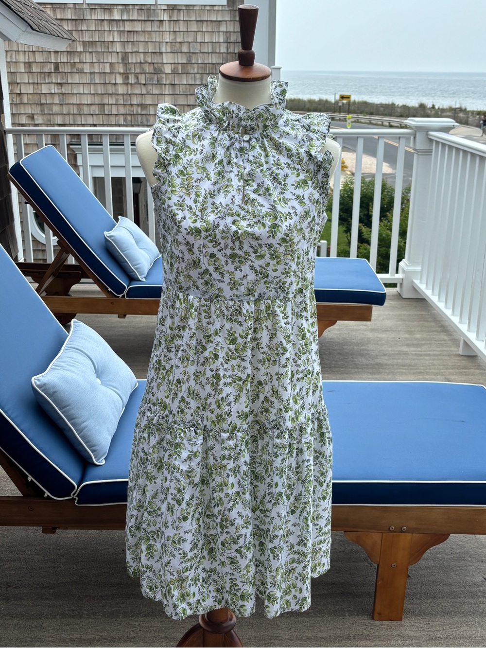 Sara Campbell Green Leaf Pattern Cotton Dress